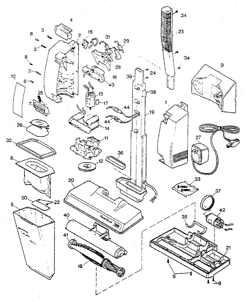 Unit Parts Diagram and Parts List for 9344TY1  Black and Decker Hand Vacuum